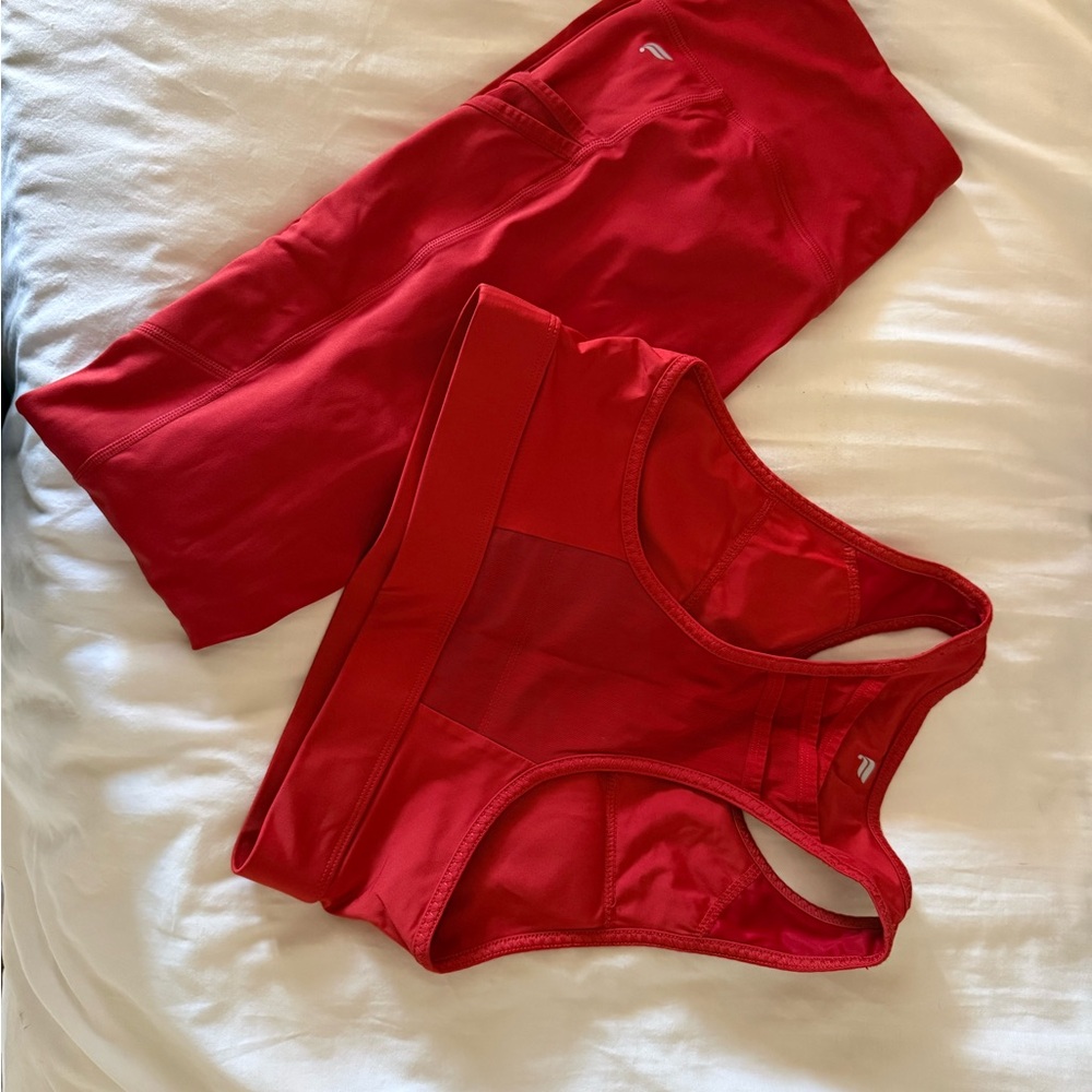 Fabletics Burnt Orange Leggings and Sports Bra Set
